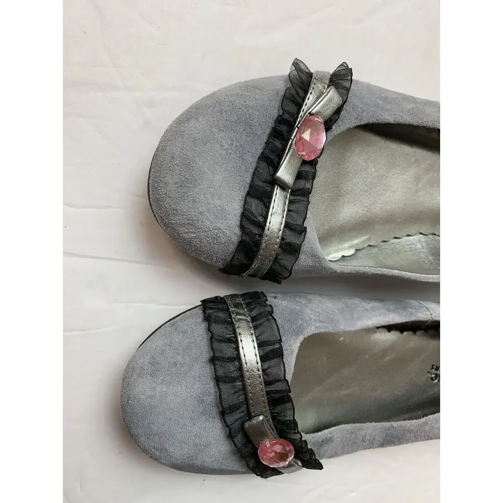 SKECHERS Somethin Else Gray Flats Gemstone Accent Womens Ballet Shoes‎ Size 5.5